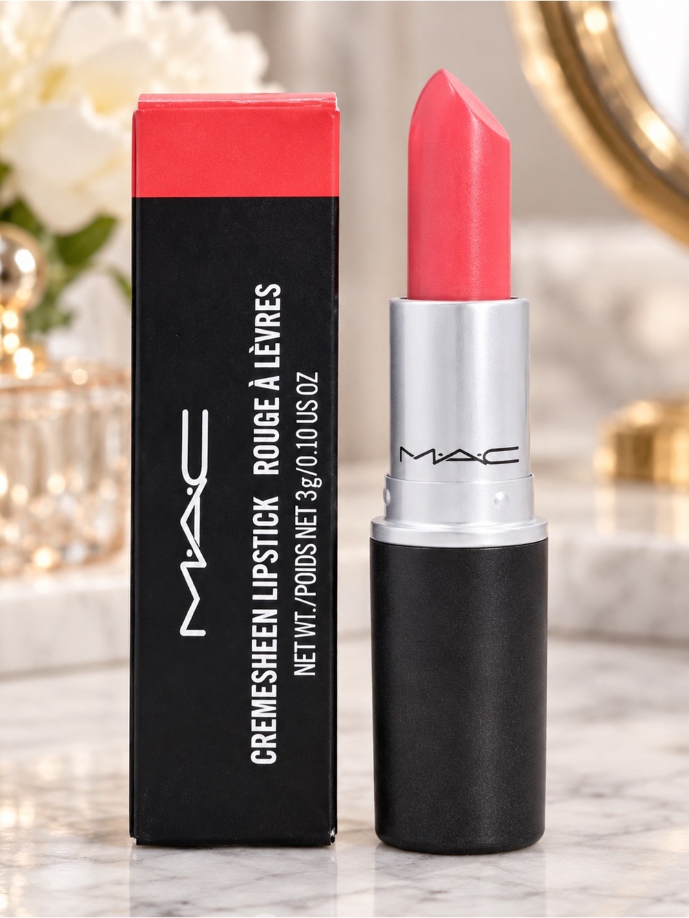 MAC Cremesheen Lipstick Pretty Boy 231 Red Coral Classic Discontinued Shade NIB